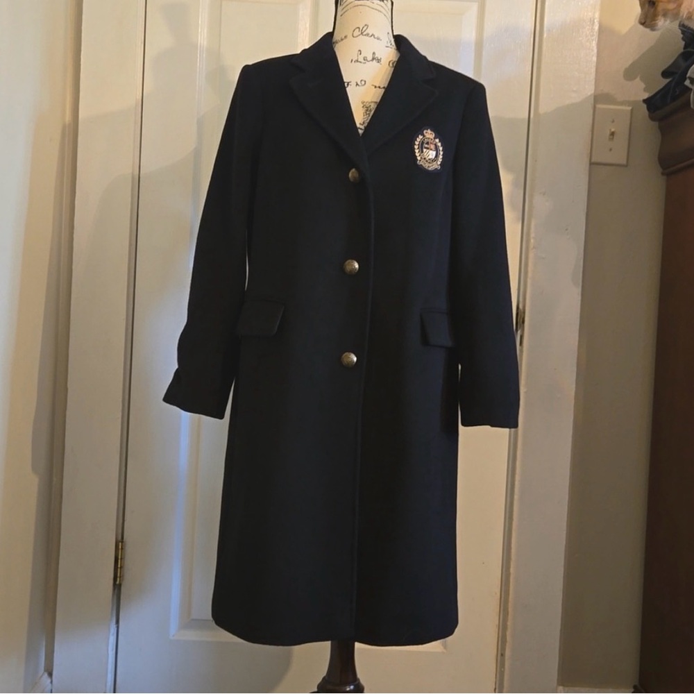 Lauren, black wool blend trench coat